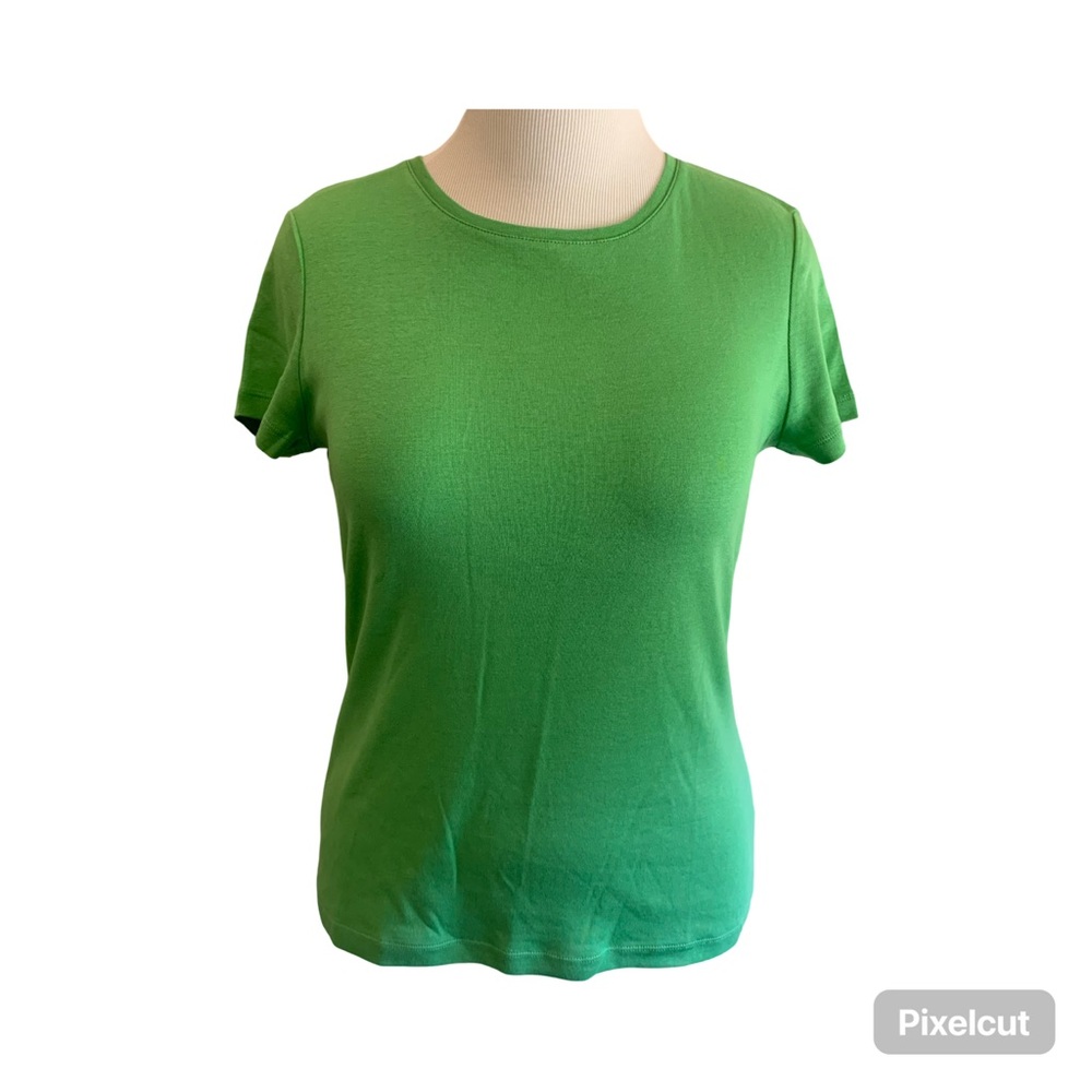 NWT Talbots Green Cotton Tee Short Sleeve Pullover Top Size M